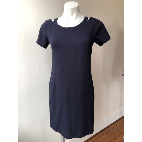 PEPPERCORN Navy Short Sleeve Cut Out Sheath Above the Knee Dress Size Small - Picture 1 of 8